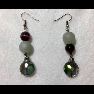 Amethyst Frost AB Crystal Dangle Drop SS Earrings